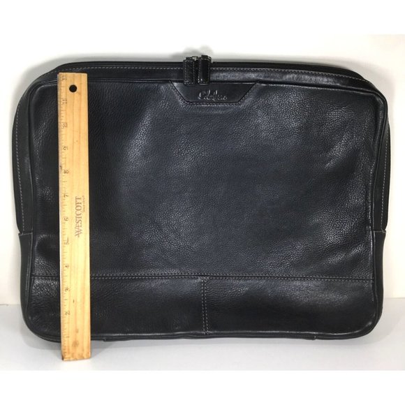 Cole Haan Mens Black Leather Double Two Way Zip Laptop Attache Briefcase - Picture 7 of 12